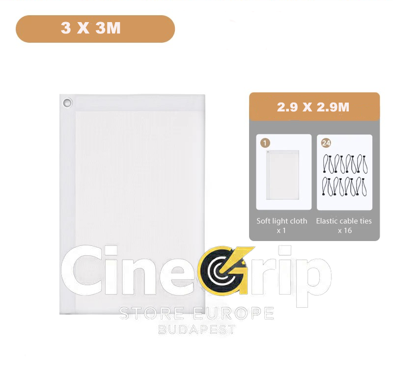 CineGrip Pro Butterfly Diffuser Kit with C-Stand & Wheels (2x2m / 2.5x2.5m / 3x3m)